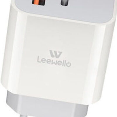 Leewello Φορτιστής Χωρίς Καλώδιο 45W Λευκός (LW-4130) – USB-A & USB-C