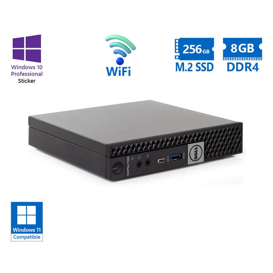 Dell Optiplex 7060 DM WiFi i5-8500T/8GB DDR4/256GB M.2 SSD/No ODD/10P Grade A Refurbished PC Dell Optiplex 7060 DM WiFi i5-8500T/8GB DDR4/256GB M.2 SSD/No ODD/10P Grade A Refurbished PC