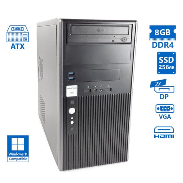 Hyundai (A-) Pentino B365 Tower i5-8400/8GB DDR4/256GB SSD/DVD/Grade A- Refurbished PC