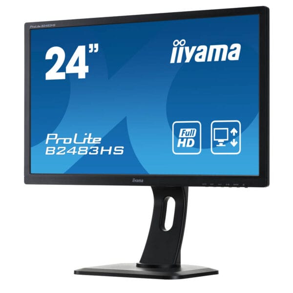 Used (A-) Monitor B2483H LED/Iiyama/24”FHD/1920x1080/Wide/Black/w/Speakers/Grade A-/D-SUB & DVI-D &