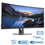 Used (A-) Monitor U3818DW Curved/Dell/38``UW-QHD/3840x1600/Black/w/Speakers/Grade A-/DP & 2xHDMI & U