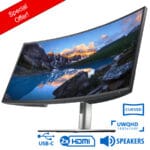 Used Monitor UltraSharp U3421WE Curved/Dell/34”UW-QHD 60Hz/3440x1440/Silver/Black/w/Speakers/DP & 2x