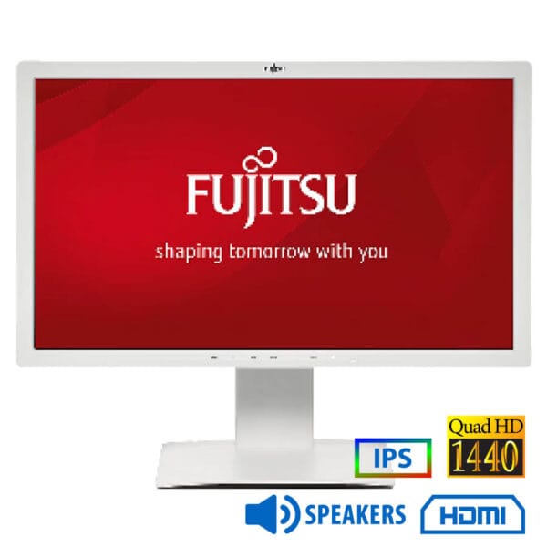 Used (Α-) Monitor P27T-7 Q-LED/Fujitsu/27``QHD/2560x1440/Wide/White/w/Speakers/Grade A-/D-SUB & DVI-