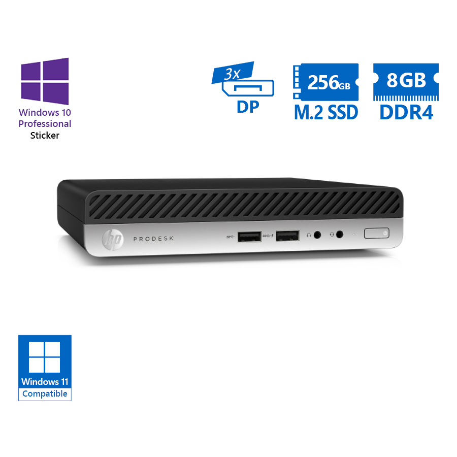 HP ProDesk 400G5 DM i3-9100T/8GB DDR4/256GB M.2 SSD/No ODD/10P Grade A Refurbished PC